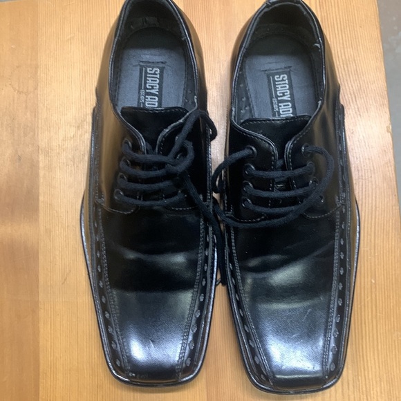 Stacy Adams Boys Black Dress Shoes Lace Up size 2 - Picture 2 of 14